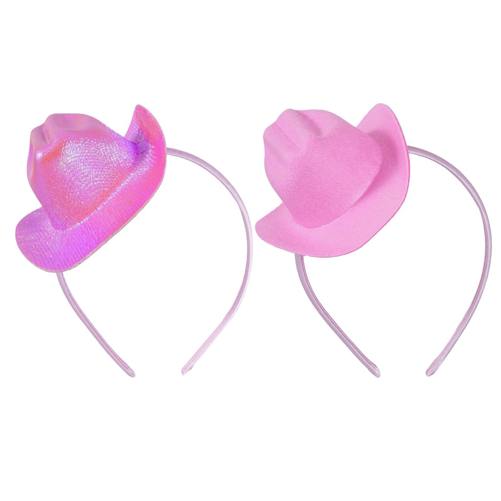 5243 2pcs Mini Cowboy Hat Headband Pink Cowgirl For Women
